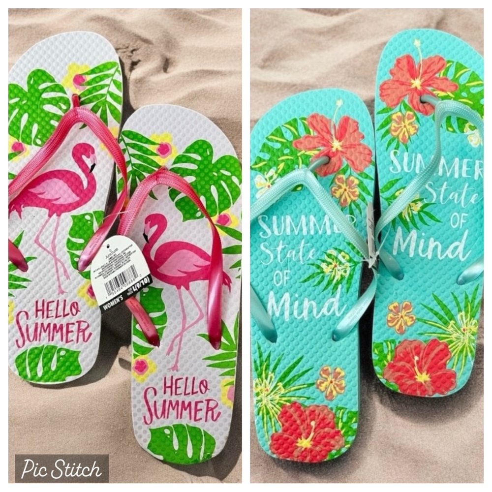 2 NEW Women’s Summer Flip Flop Sandals Size Large (9-10) New With Tags